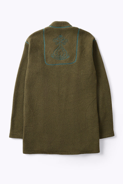 Jacket in faux fur with embroidery on the back